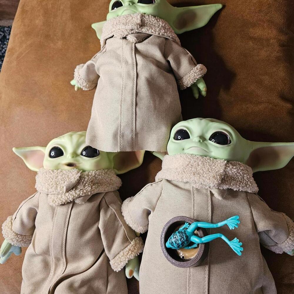 Set of 3 Baby Yoda (Grogu) Dolls with Beige Coats